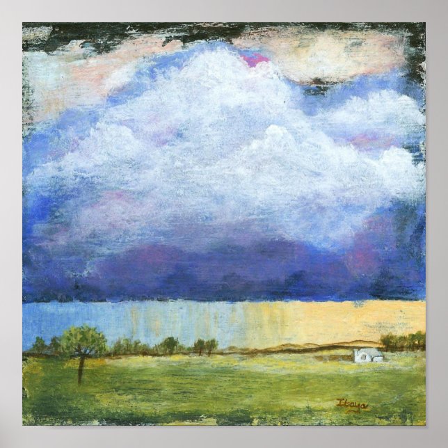 Poster Majesté Art Abstrait Paysage Maison Peinture (Devant)