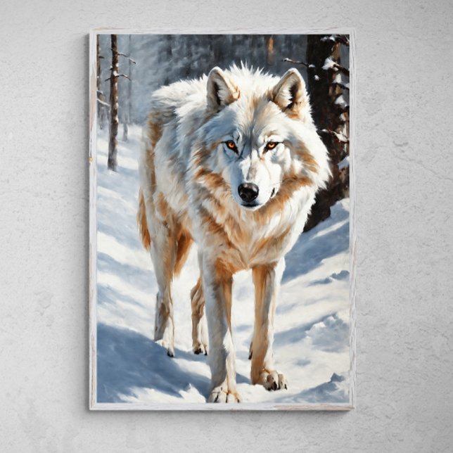 Poster Majesté de l'Arctique : Loup blanc dans la neige (Créateur téléchargé)
