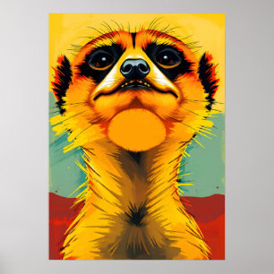 Poster Majesté du Suricate – Gardien de Safari Pop Art