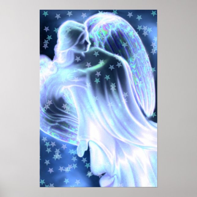 Poster Majestic Blue Angel Avec Étoiles (Devant)