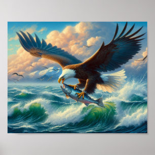Poster Majestic Eagle se balançant vers le bas pour attra