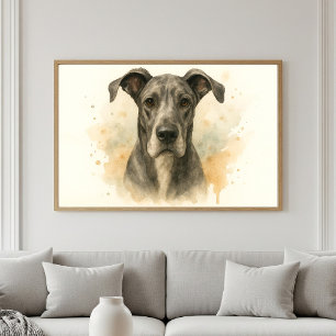 Poster Majestic Great Dane Watercolor Portrait