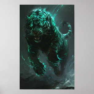 Poster Majestic Green Tiger Portrait