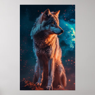 Poster Majestic Grey Wolf Wildlife
