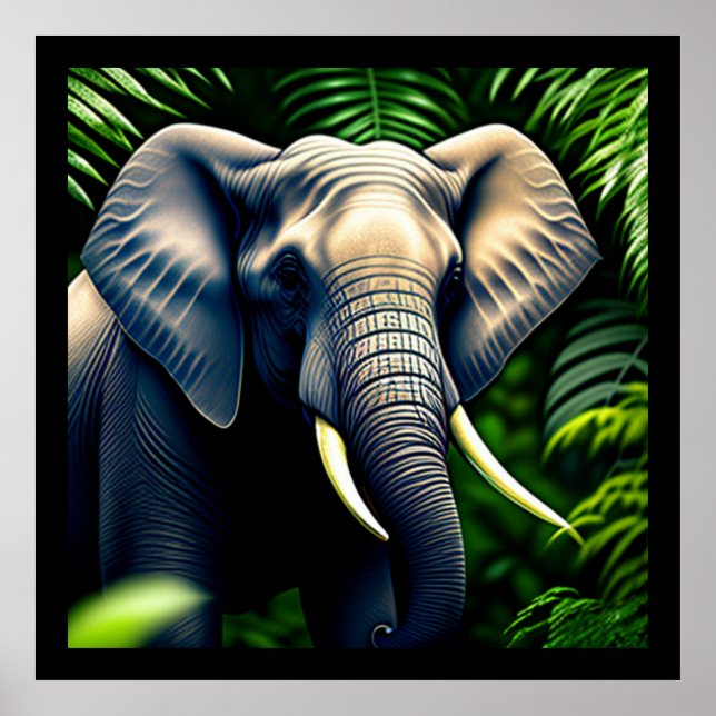 Poster Majestic Jungle Elephant - Sauvage Et Libre (Devant)