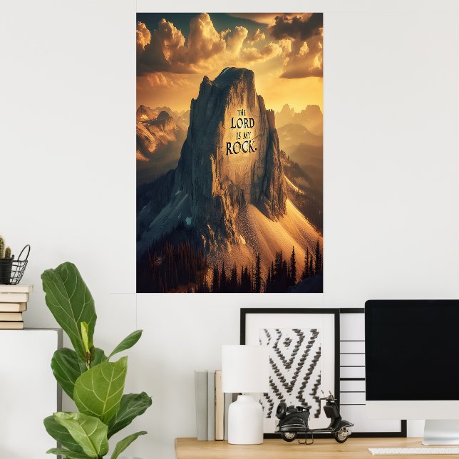 Poster Majestic Mountain : Le Seigneur Est Mon Rocher (Bureau à domicile)