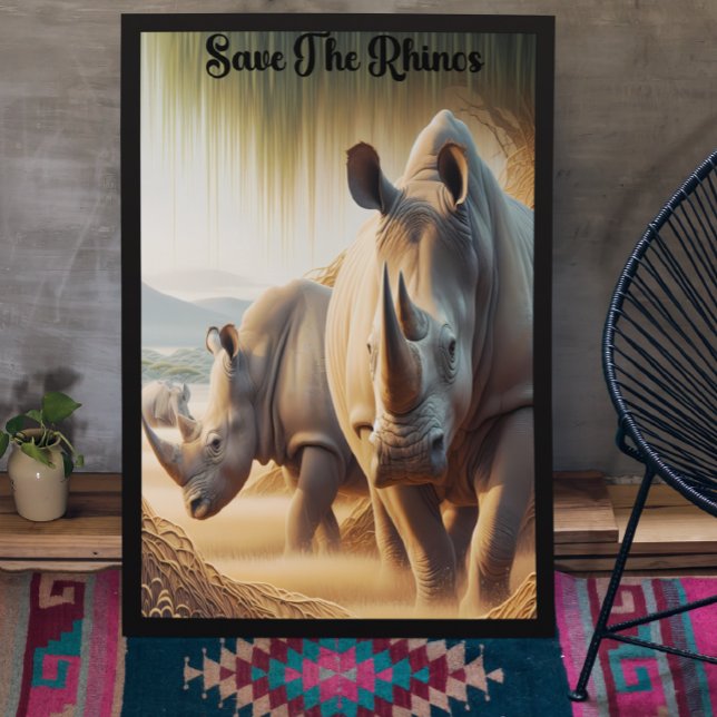 Poster Majestic Rhinos : Un terrain grâce (Créateur téléchargé)