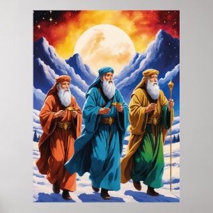 Poster Majestic Trois Sages Hommes Voyage Noël