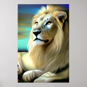 Poster Majestic White Lion Ethereal Art
