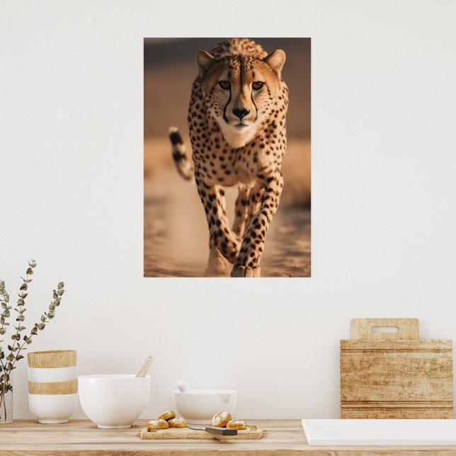 Poster Majestic Wild Cheetah Running Photo (Cuisine)
