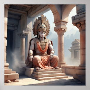 Poster Majestueux Roi Ancien dans un Temple – Historica É