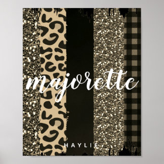 Poster Majorette personnalisée Faux Cheetah et Parties sc
