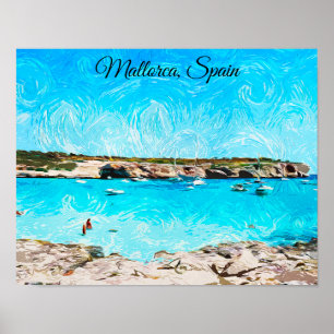 Poster Majorque Espagne Île Baléare Aquarelle
