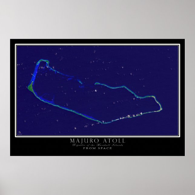 Poster Majuro Atoll Îles Marshall Carte satellite de l'af (Devant)