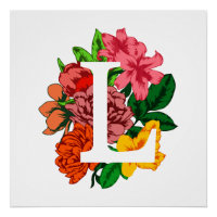Majuscule L monogramme floral