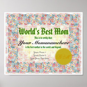 Poster Make a World's Best Mom Certificate Print