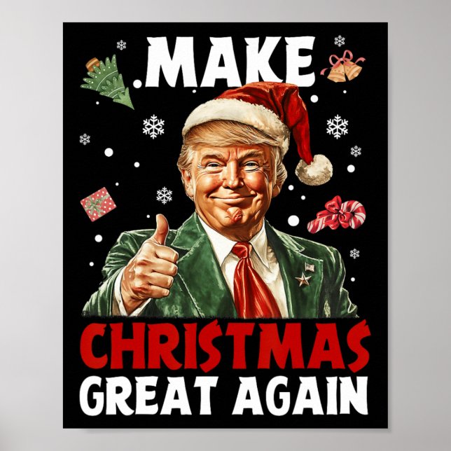Poster Make Christmas Great Again Santa Funny Trump Xmas  (Devant)