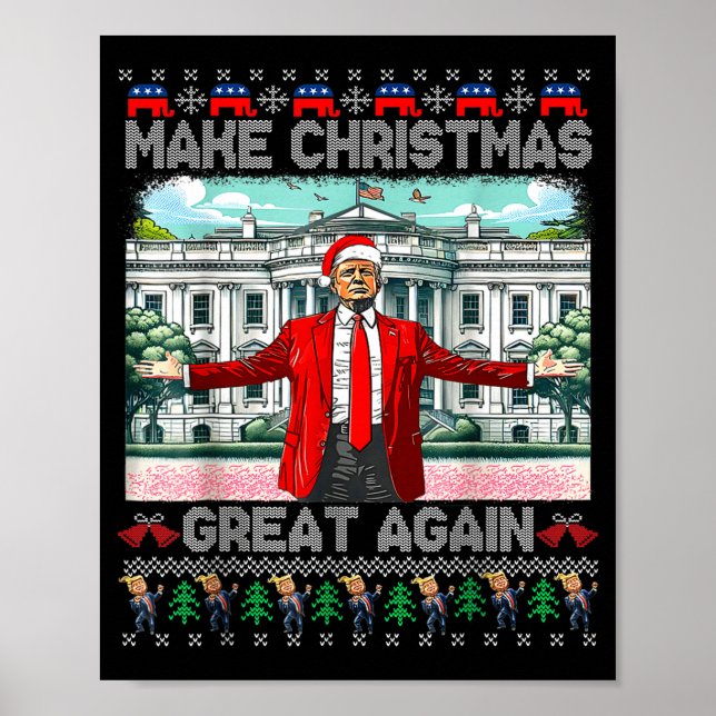 Poster Make Christmas Great Again Xmas Funny Trump Pajama (Devant)