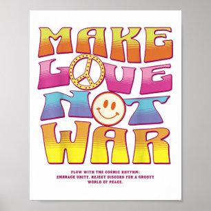 Poster Make Love Not War - Lettre hippie Imprimer