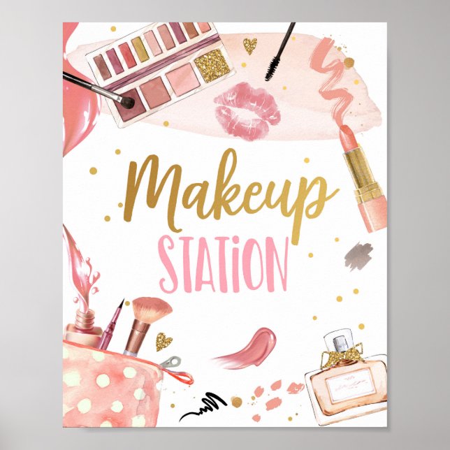 Poster Makeup Station Spa Party Girl Glamor Anniversaire  (Devant)