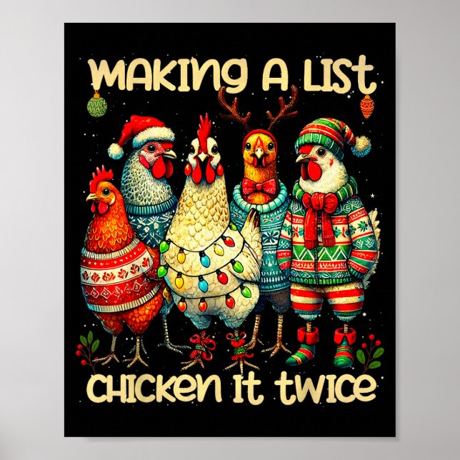 Poster Making A List Chicken It Twice Funny Mama Chicken  (Devant)