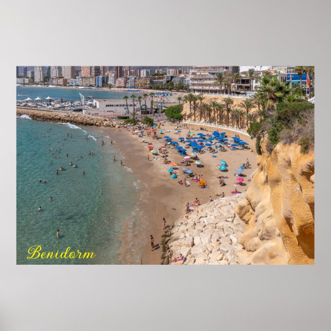 Poster Mal Pas Beach, Benidorm, Costa Blanca, Espagne (Devant)