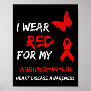 Poster Maladie cardiaque Je porte du rouge pour ma belle-