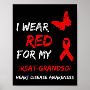 Poster Maladie cardiaque Je Porte Le Rouge Pour Mon Grand