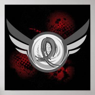 Poster :maladie de Parkinson gris de ruban et d'ailes