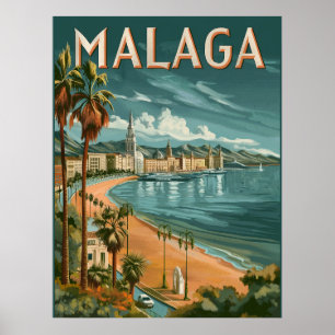 Poster Malaga dans le charme rétro - Vintage voyage