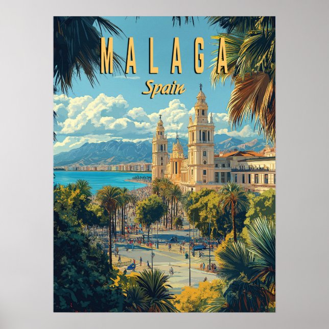 Poster Malaga - Le soleil, la mer et le charme espagnol (Devant)