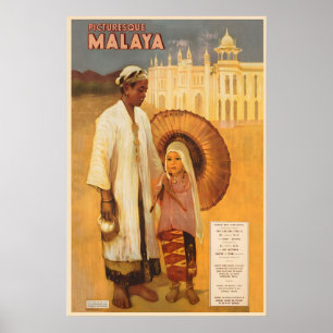 Poster Malaisie pittoresque Malaya Kuala Lumpur Vintage