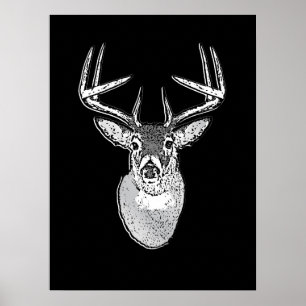 Poster Mâle sur les cerfs communs noirs audacieux de