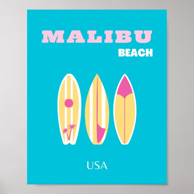 Poster Malibu, Plage de Malibu, Tropical, Preppy, Art de  (Devant)