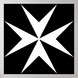 Poster MALTA Maltese Amalfi Cross Maltais croix Chevalier