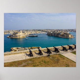 Poster Malta Saluting Battery Cannons Grand Harbour