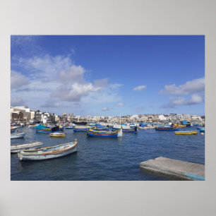 Poster Malte Bateaux de pêche traditionnels Marsaxlokk Ha