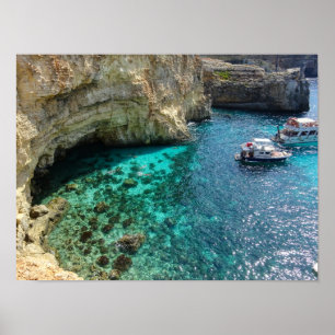 Poster Malte Eau turquoise du lagon bleu Comino