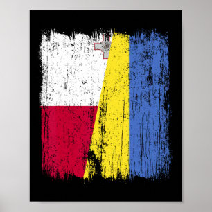 Poster Malte Ukraine Drapeau en berne Patrimoine maltais