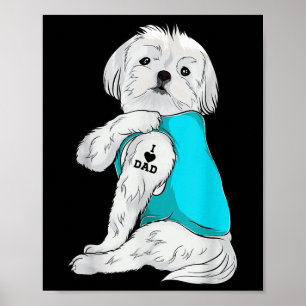 Poster Maltese I Love Papa Tattoo Apparel, Chien Papa Cad