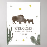 Mama Baby Buffalo Cactus Boy Baby shower Bienvenue