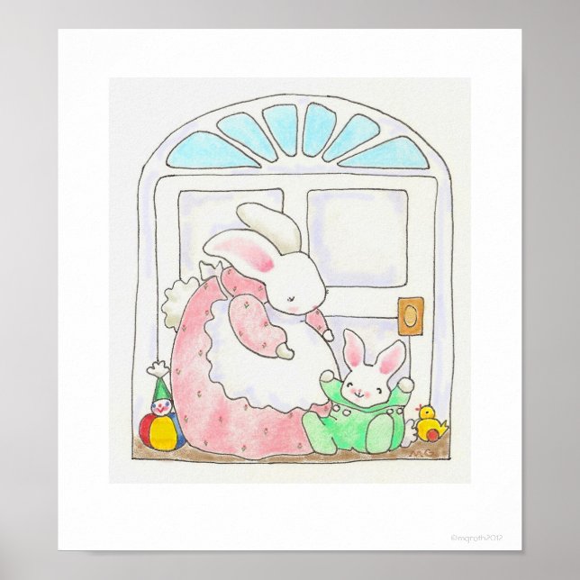 Poster Mama Bunny et Baby Print (Devant)