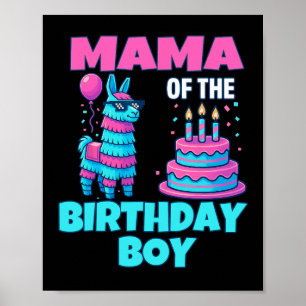 Poster Mama Fête d'anniversaire Garçon Lama Pinata Fête F