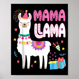 Poster Mama lama maman de la lama d'anniversaire annivers