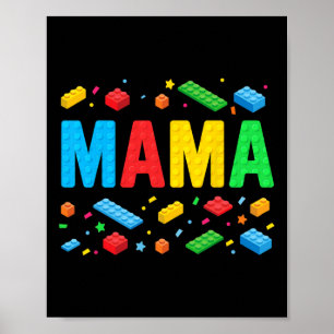 Poster Mama Master Builder Blocs de briques Blocs Funny M