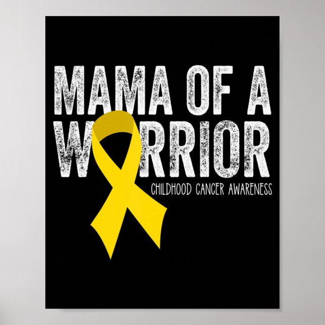 Poster Mama of a Warrior Chilhood Cancer Ribbon Oncolog (Devant)