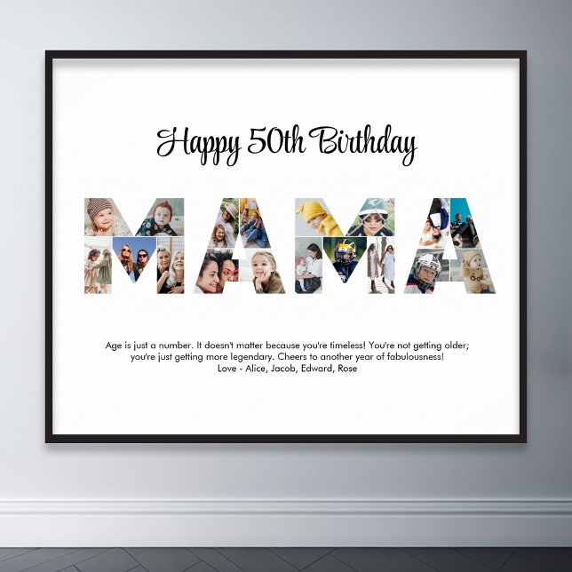 Poster Mama Photo Collage Lettre Cutout Maman Anniversair (mama photo collage poster)