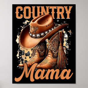 Poster Mama rétro cow-girls western fête des mères famill