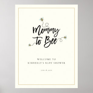 Poster Maman À Abeille Baby shower Bienvenue