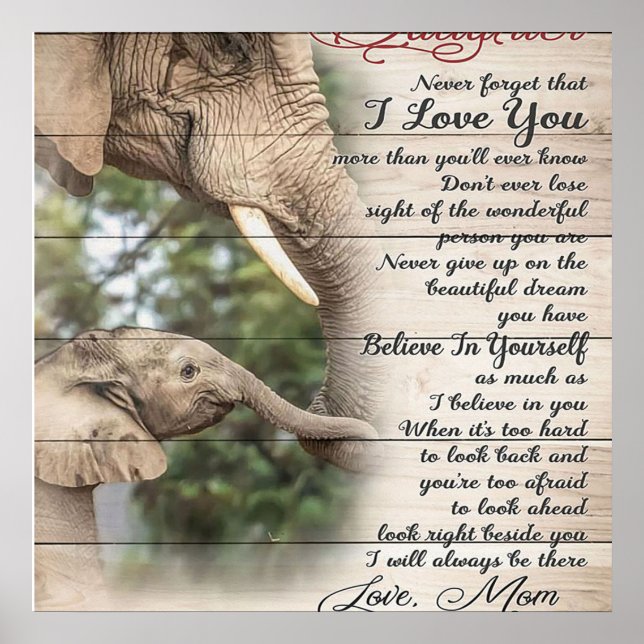 Poster Maman À Ma Fille Lettre, Fille Cadeau Anniversaire (Devant)